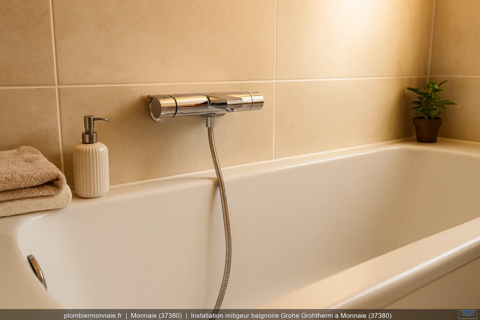 Installation mitigeur baignoire Grohe Grohtherm a Monnaie (37380)