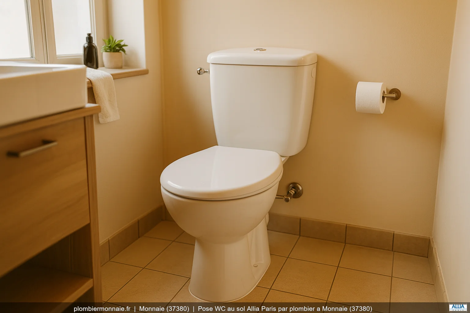 Pose WC au sol Allia Paris par plombier a Monnaie (37380)