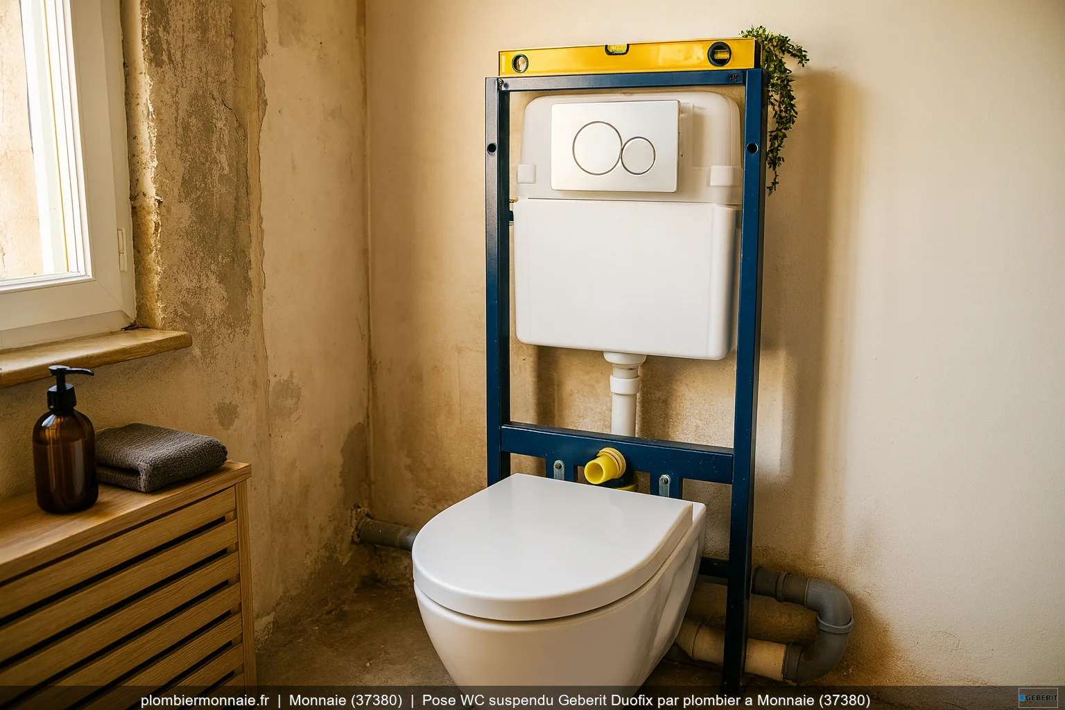 Pose WC suspendu Geberit Duofix par plombier a Monnaie (37380)